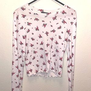 Forever 21 long sleeve short floral shirt